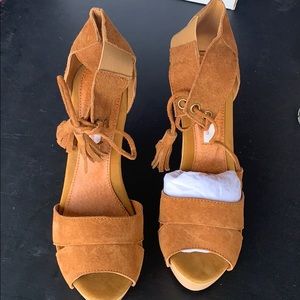 Brown Suede Wedge Sandals